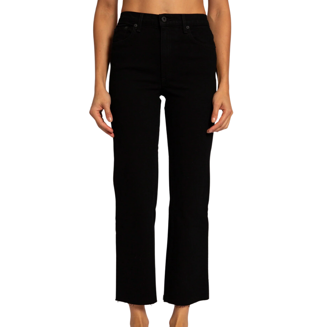 Slim Crop Wide Leg in Black Resin