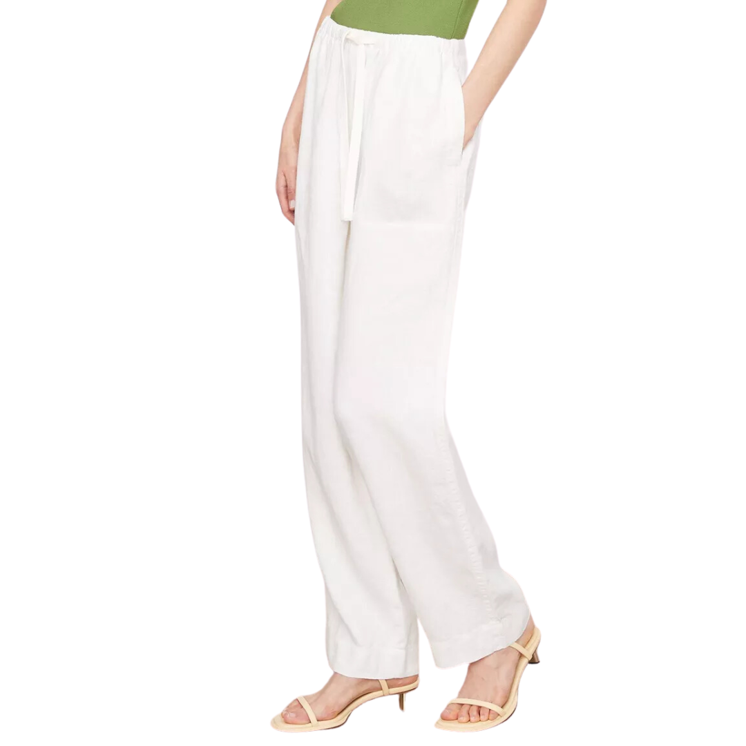 Tie-Front Pull-On Pant in Off White