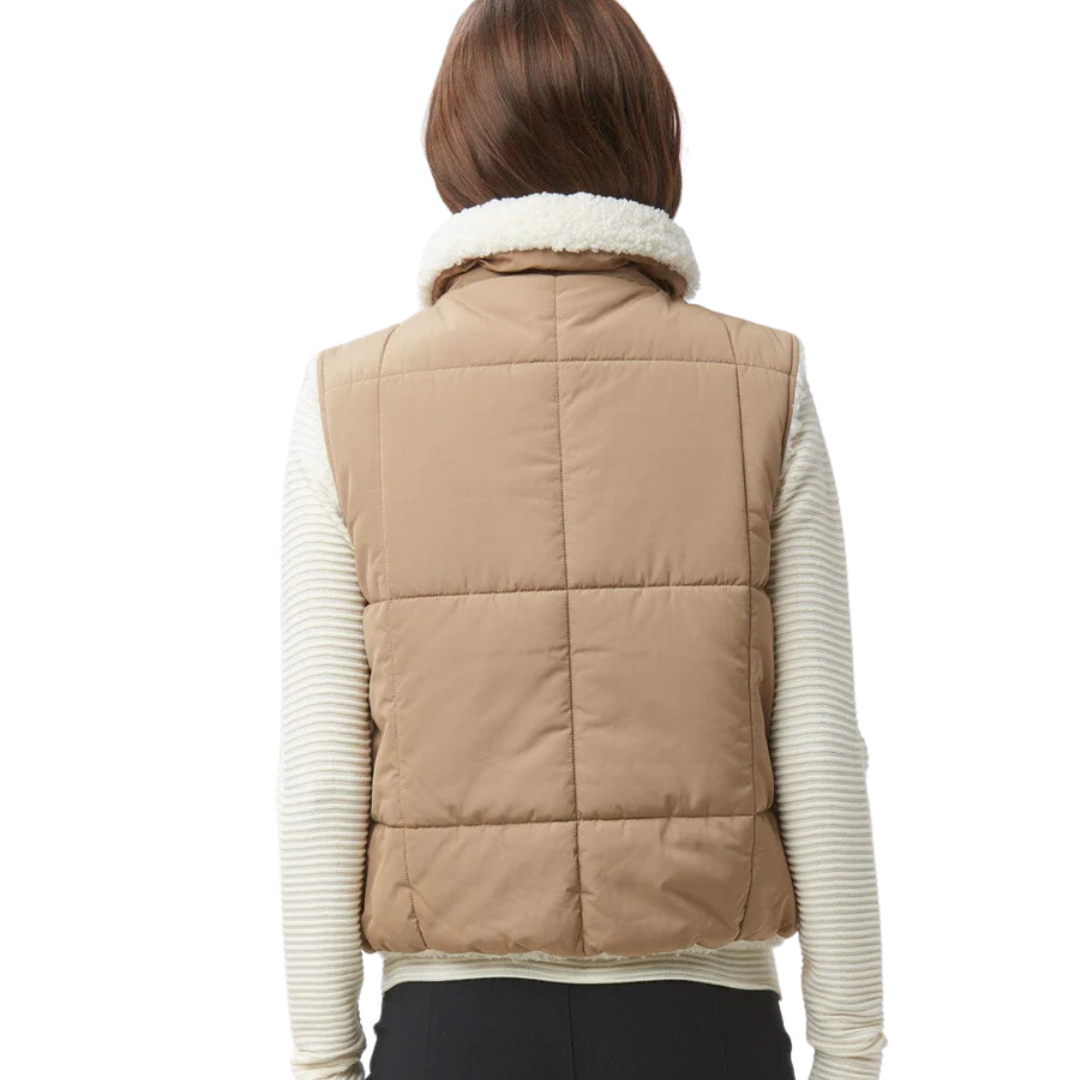 Sonja Reversible Short Vest in Dark Khaki