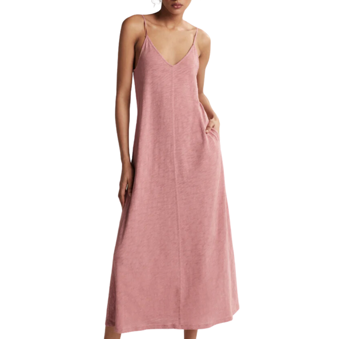 Slub Jersey Tank Maxi Dress in Summer Rose
