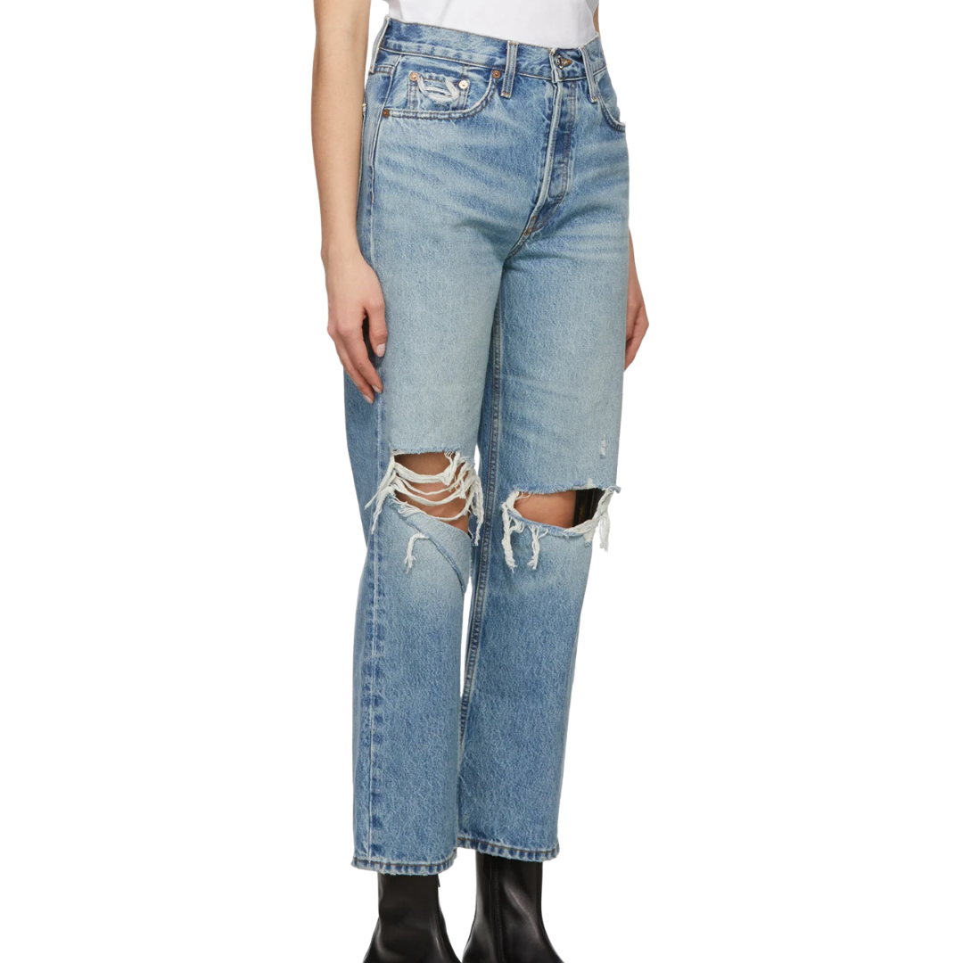 Blue Cropped 90's Low Slung Jeans in Medium Raf