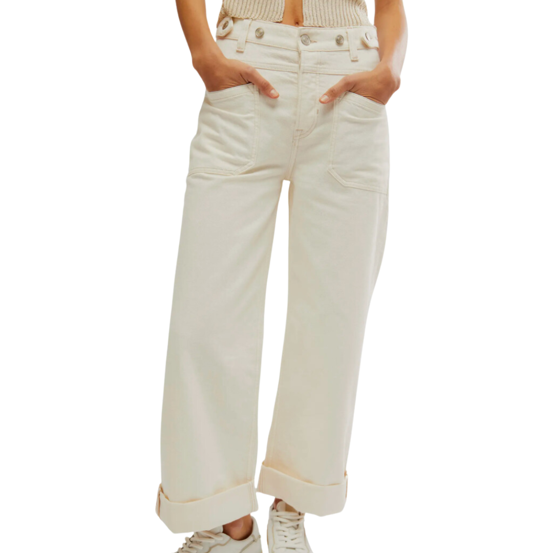 We The Free Palmer Cuffed Jeans Eggshell