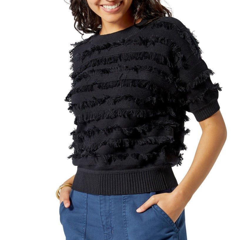 Anni Fringe Top in Caviar Black