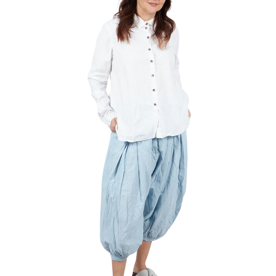 Button Down Blouse in Seafoam Fog