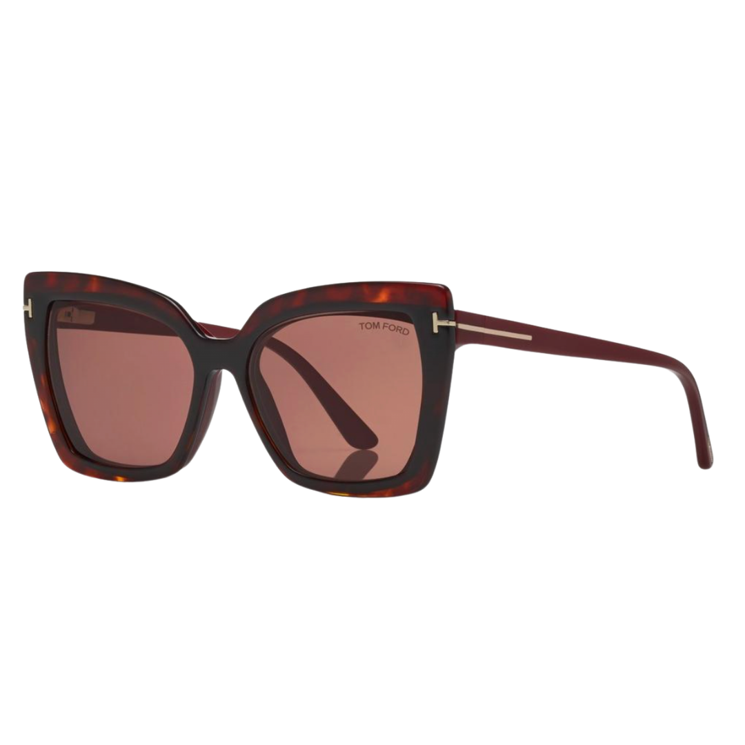 Double Clip On Blue Block Opticals in Aubergine/Fuchsia