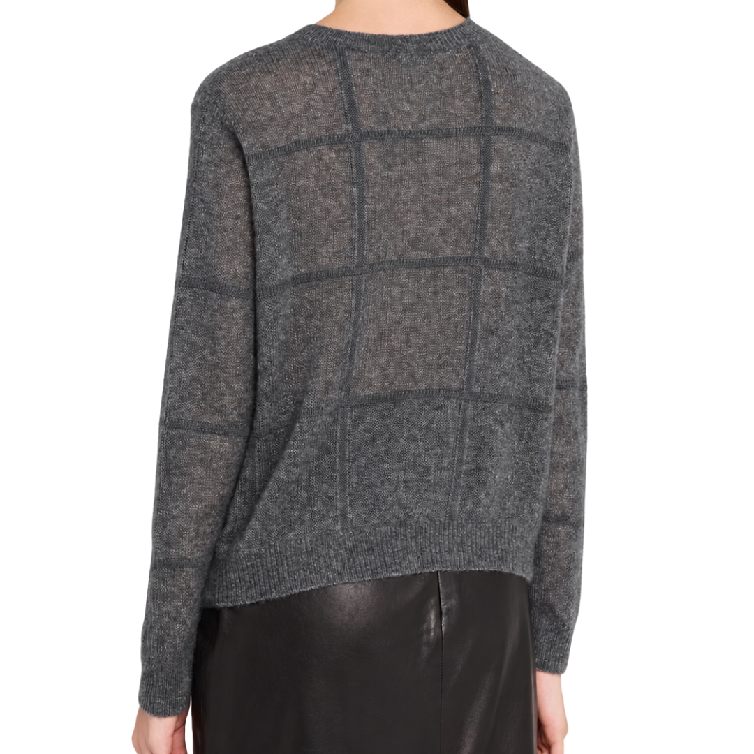 Shadow Window Pane Check Cardigan in Thunder Combo