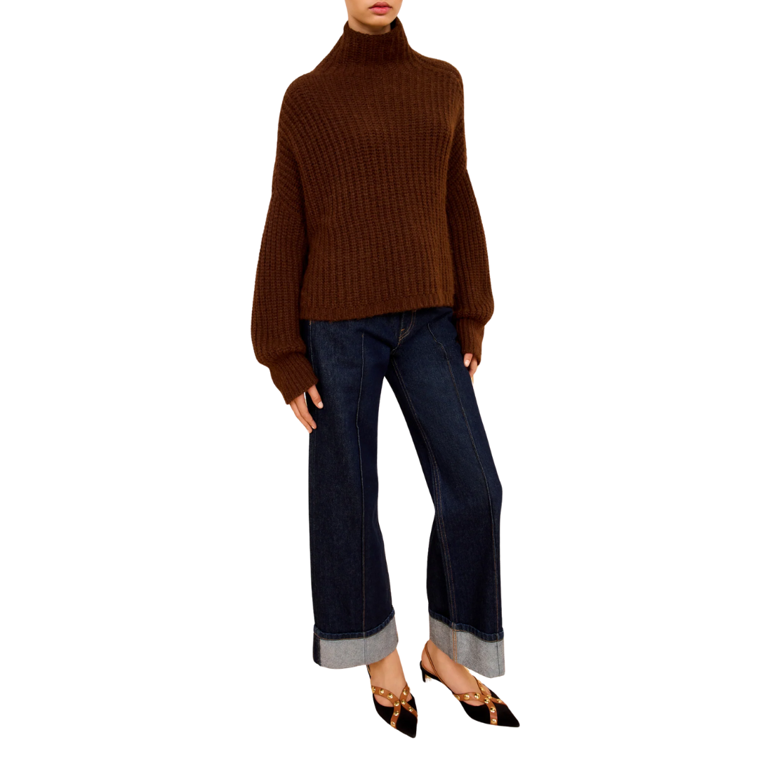 Veron Alpaca Knit Turtleneck in Mahogany