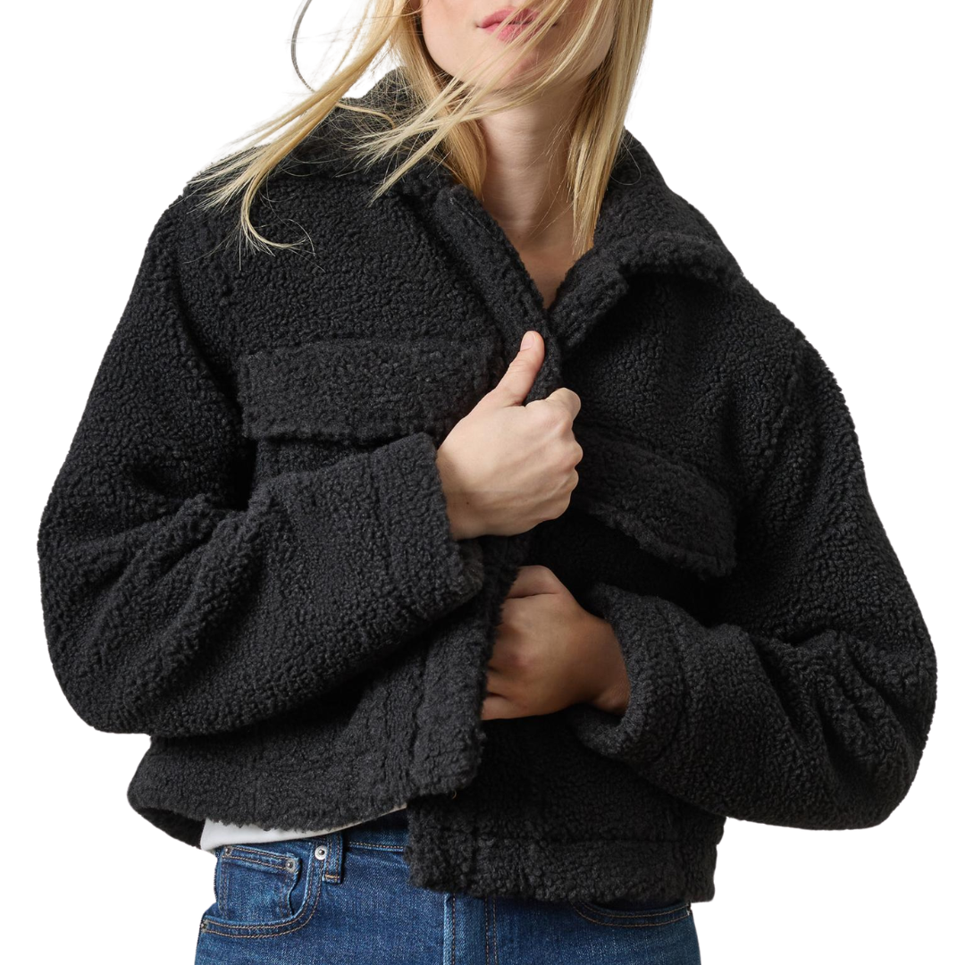 Sherpa Collared Jacket in Black