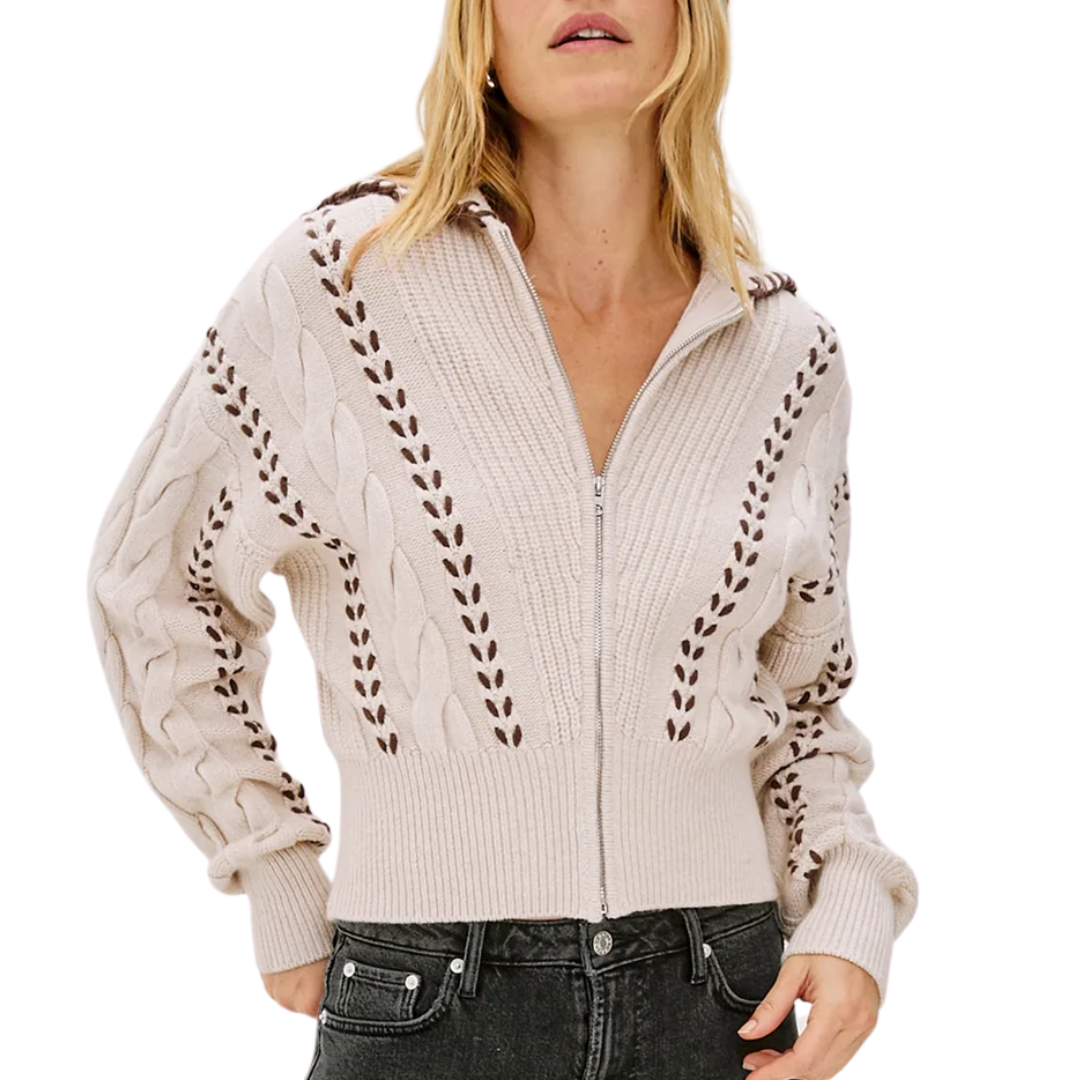 Lune Sweater in Oatmeal Brown Whip Stitch