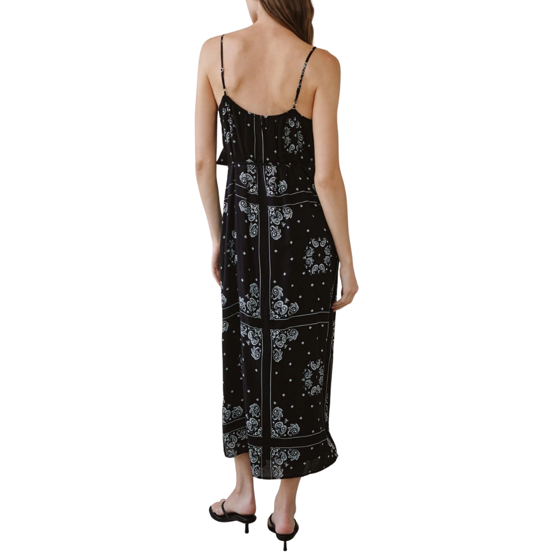 Ruffle Cami Midi Dress in Bandana Print