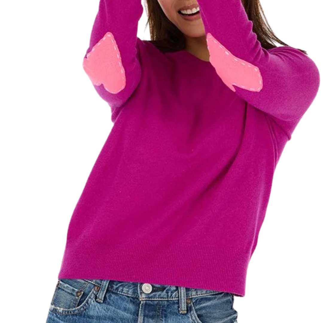 Patchwork Pullover in Fuchsia
