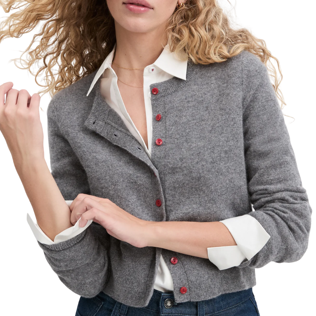 Cropped Rebecca Cardigan in Dark Charcoal Grey