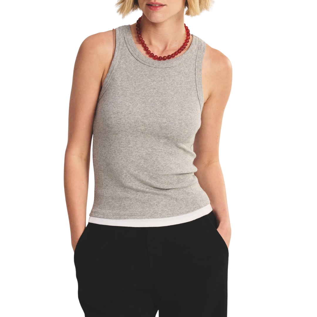 Orion Tank Top in Heather Grey/White