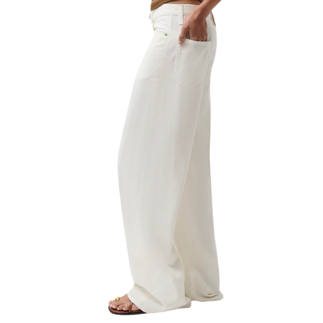 Sydney High Rise Bowed Linen Wide in Egret