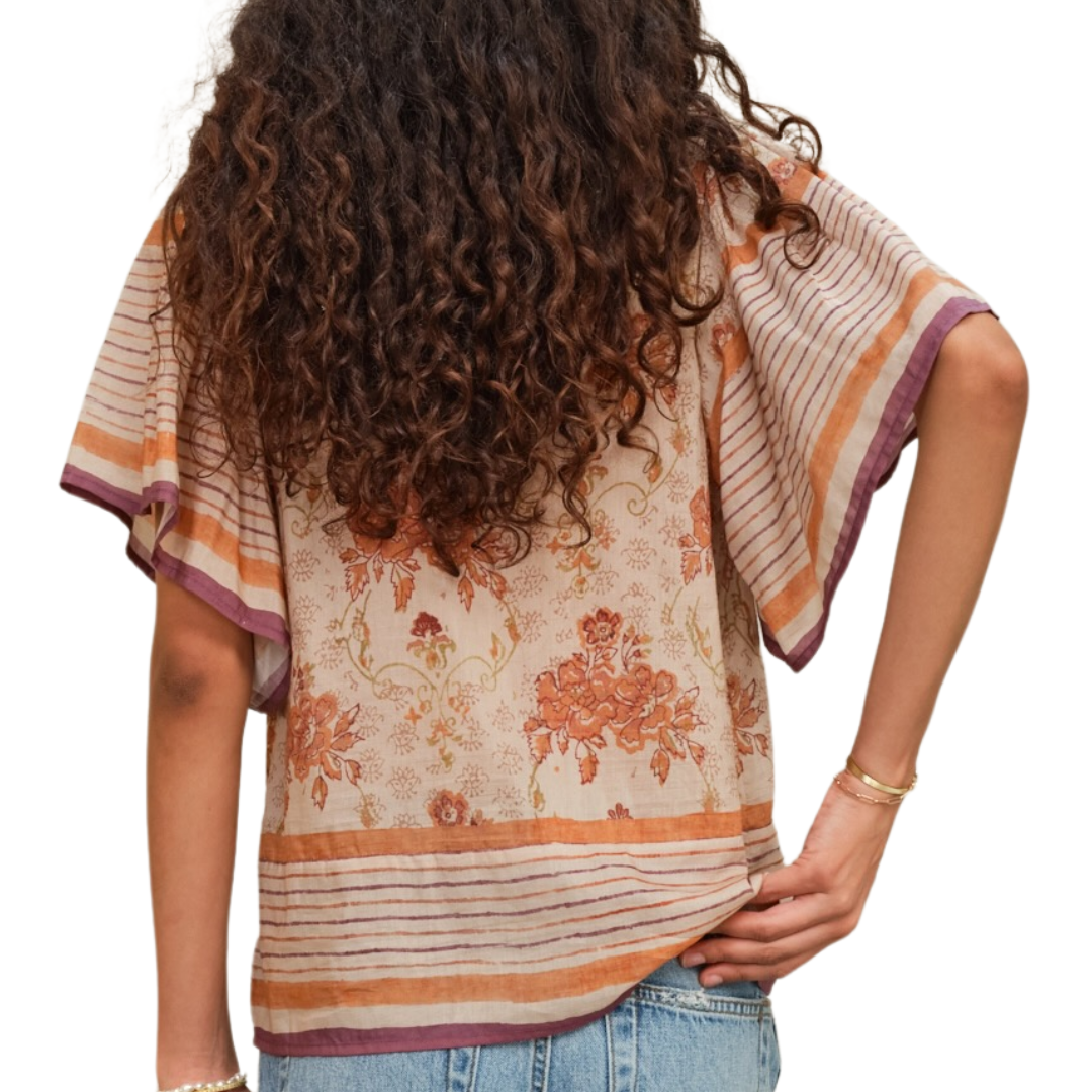 Aubrie Short Sleeve Top in Multi