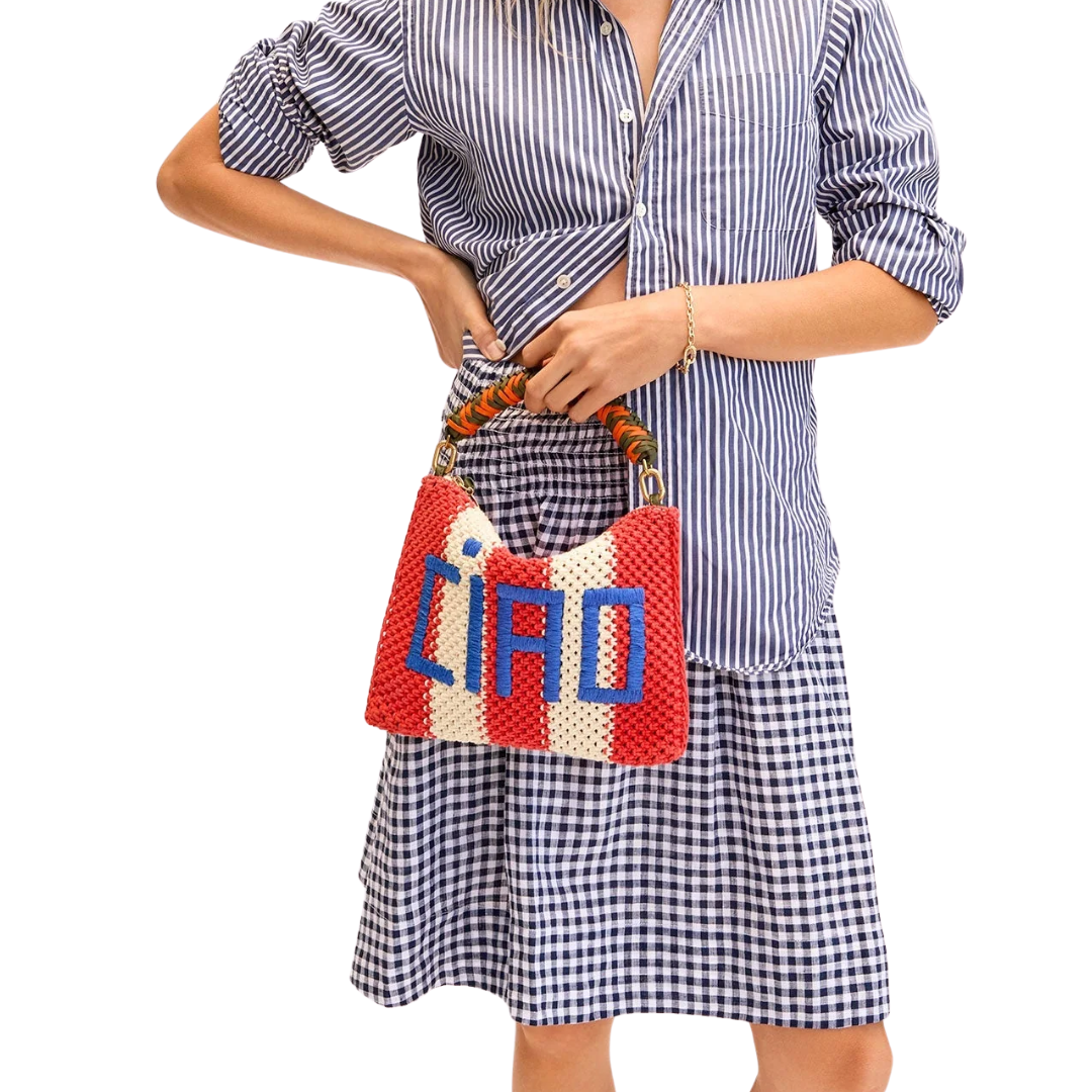 Flat Clutch W/ Tabs in Cream Bright Poppy