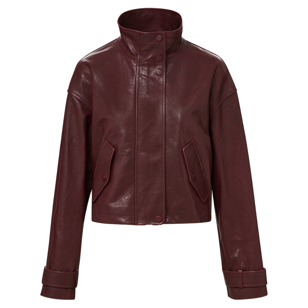 Bateman Leather Jacket in Raisin