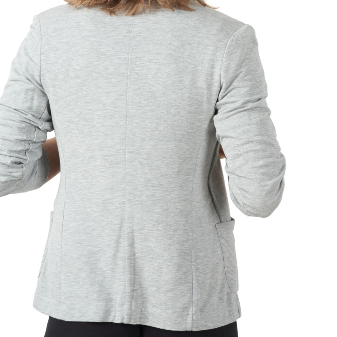 French Terry One Button Blazer in Gris Chine Clair