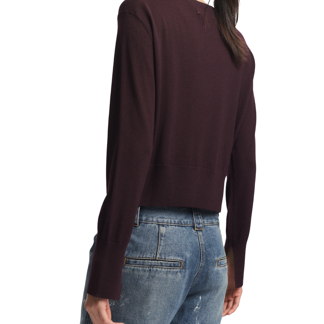 Elodie Layered Crewneck Knit in Grape