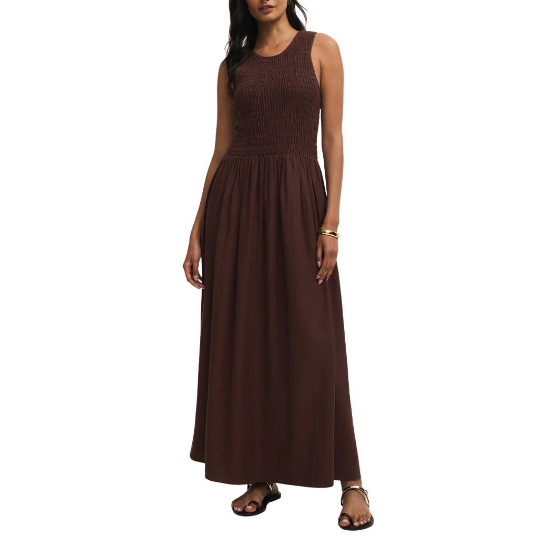 Z Supply Juniper Linen Maxi Dress in Chocolate Cherry
