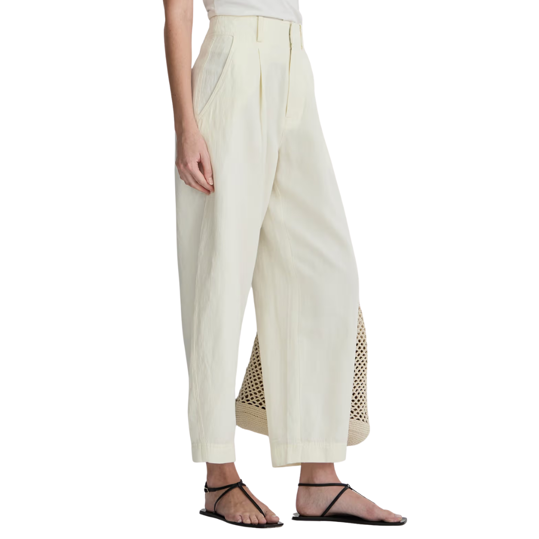 Petite Bari Crop Trouser in Cream