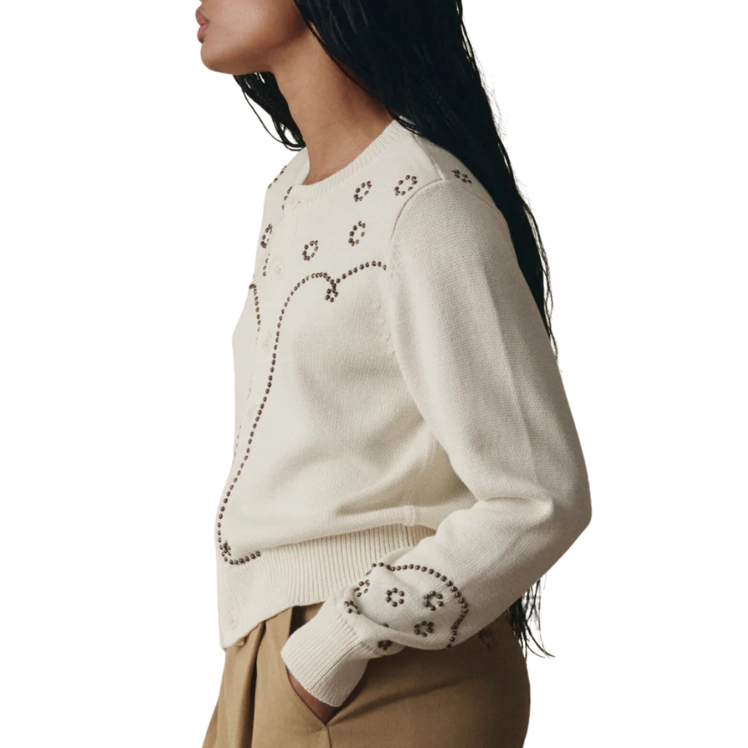 The Studded Cardigan in Natural