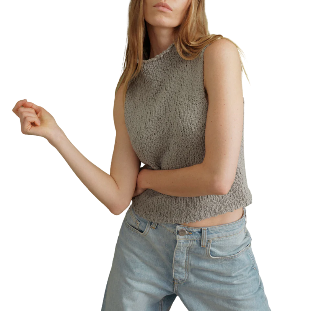 Atticus Roll Neck Cropped Tank in Eucalyptus