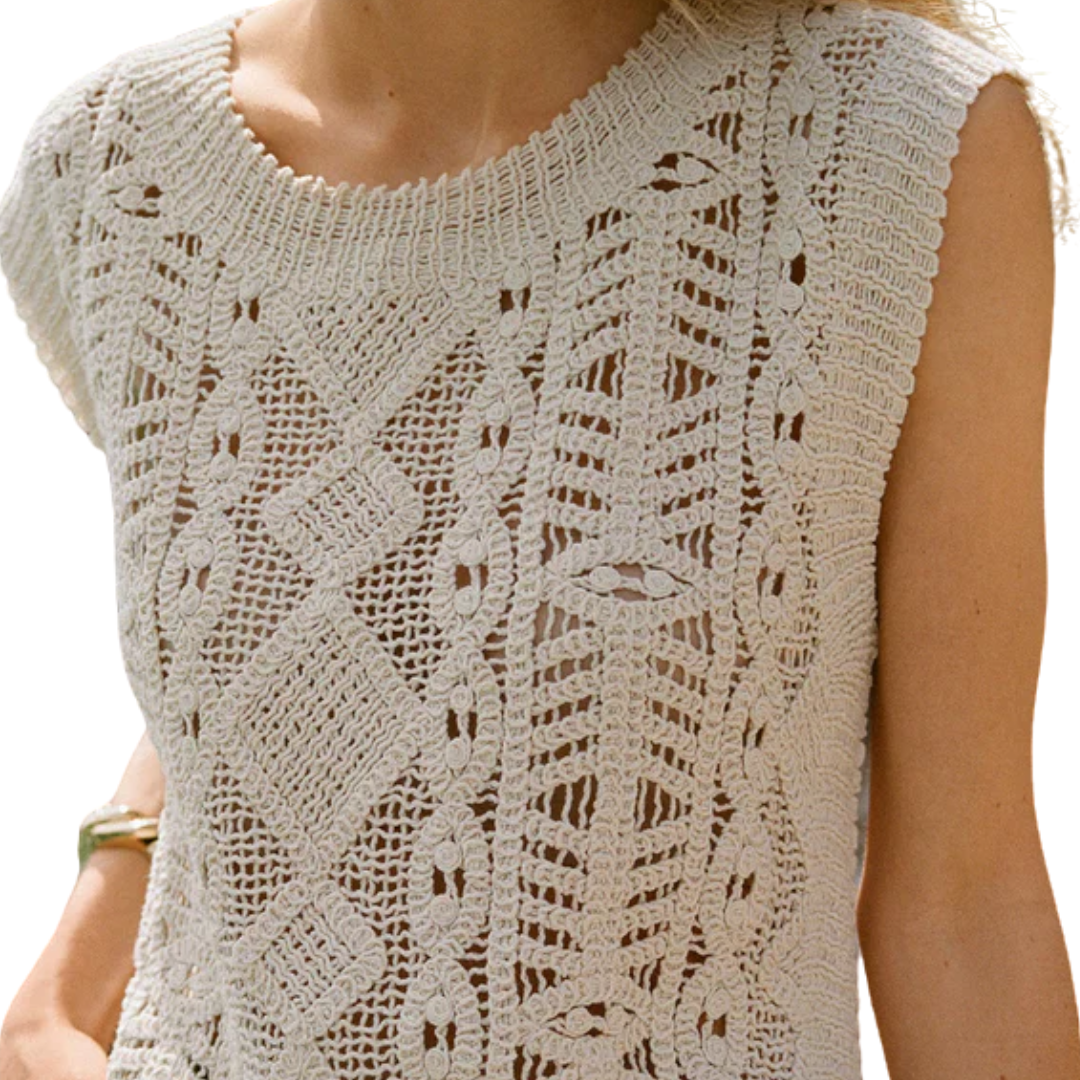 Baroque Sweater Top in Crystal