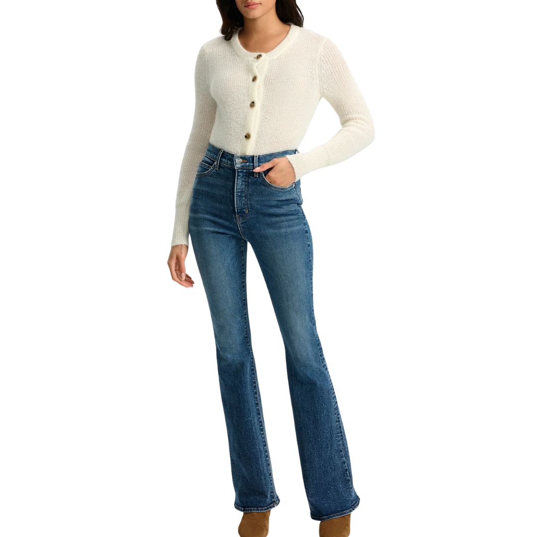 Beverly Off-Duty Skinny-Flare Jean in Rebel Blue