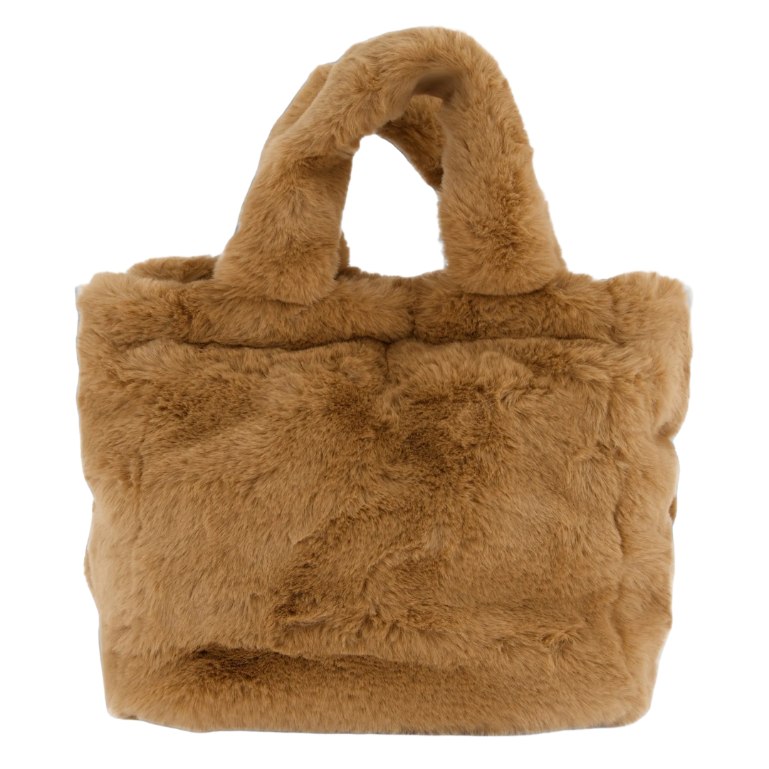 Bag in Soft Alternative Fur and Nylon Chamonix in Camel