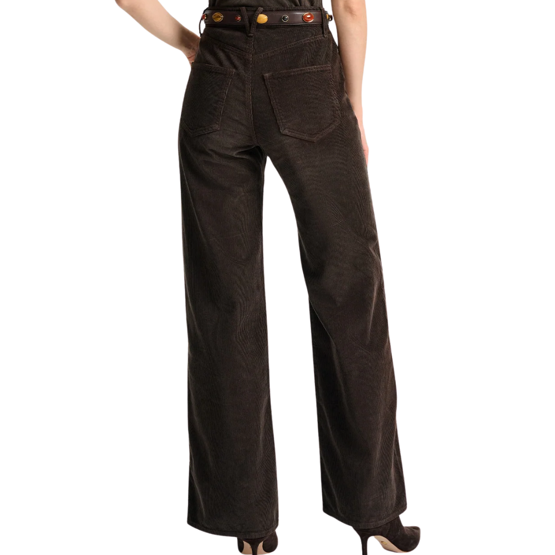 Taylor Corduroy Wide-Leg Pant in Dark Umber