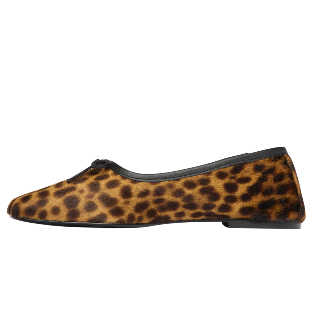 Jada Square Toe Ballet Flat in Leopard Haircalf