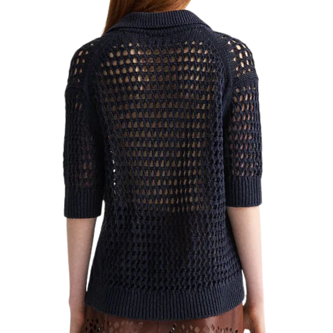 Unspoken Truth Polo Sweater in Night Sky