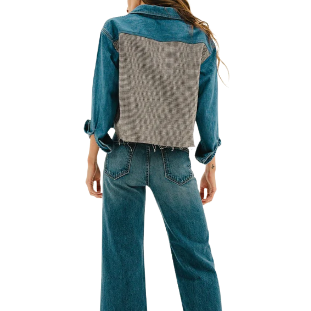 Crosby Combo in Denim and Houndstooth