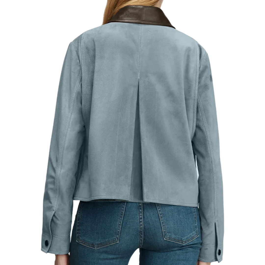 Walters Suede Jacket in Blue Steel