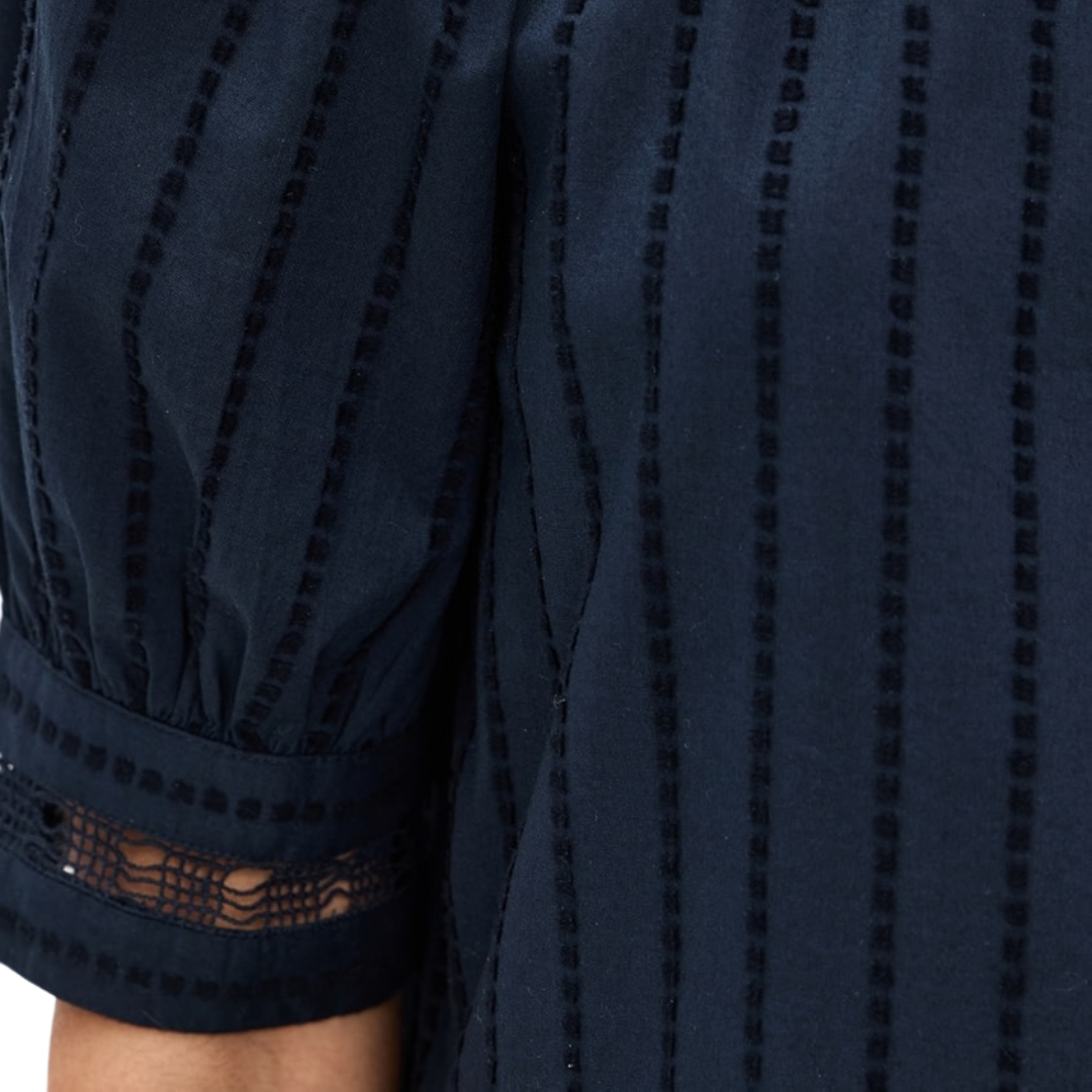 Faye Puff Sleeve Blouse in Midnight