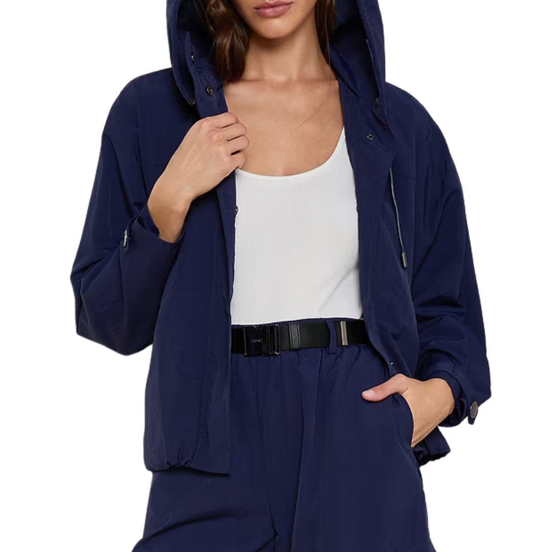 Geovana Hooded Windbreaker in Midnight