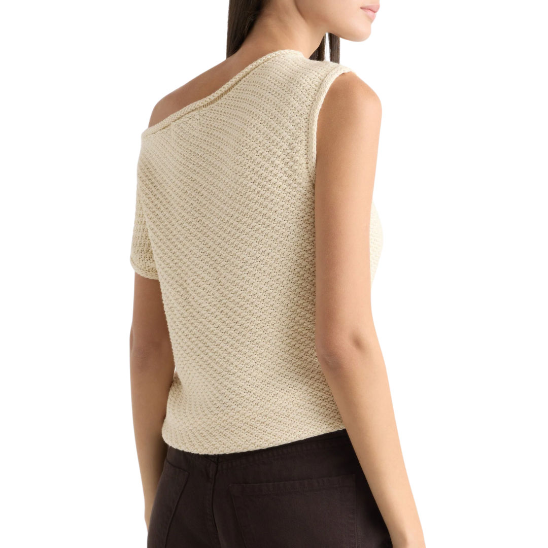 Chisa Textured Off-Shoulder Knit Top in Cream