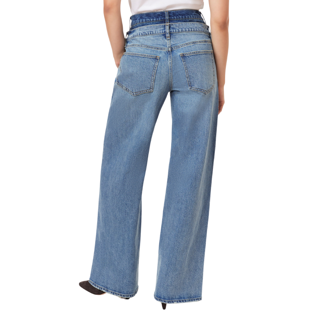 Gemma Double Waistband Wide Leg Jean in Coast
