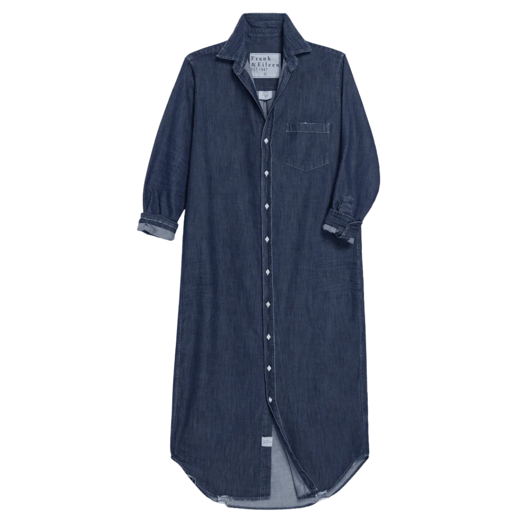 Rory Maxi Shirtdress in Vintage Dark Indigo Wash