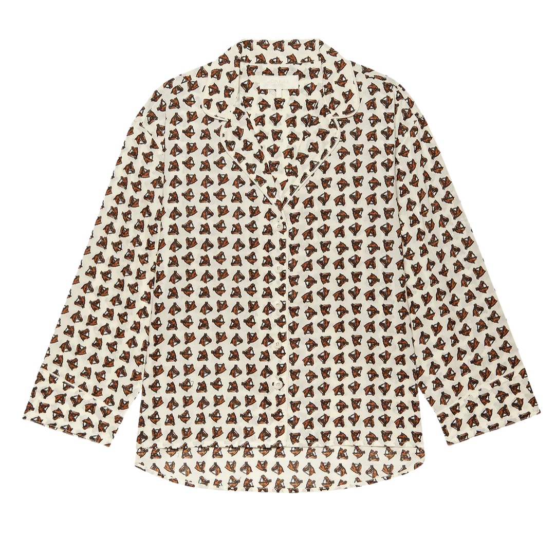 The Pajama Shirt in Cream Horse Medallion Print
