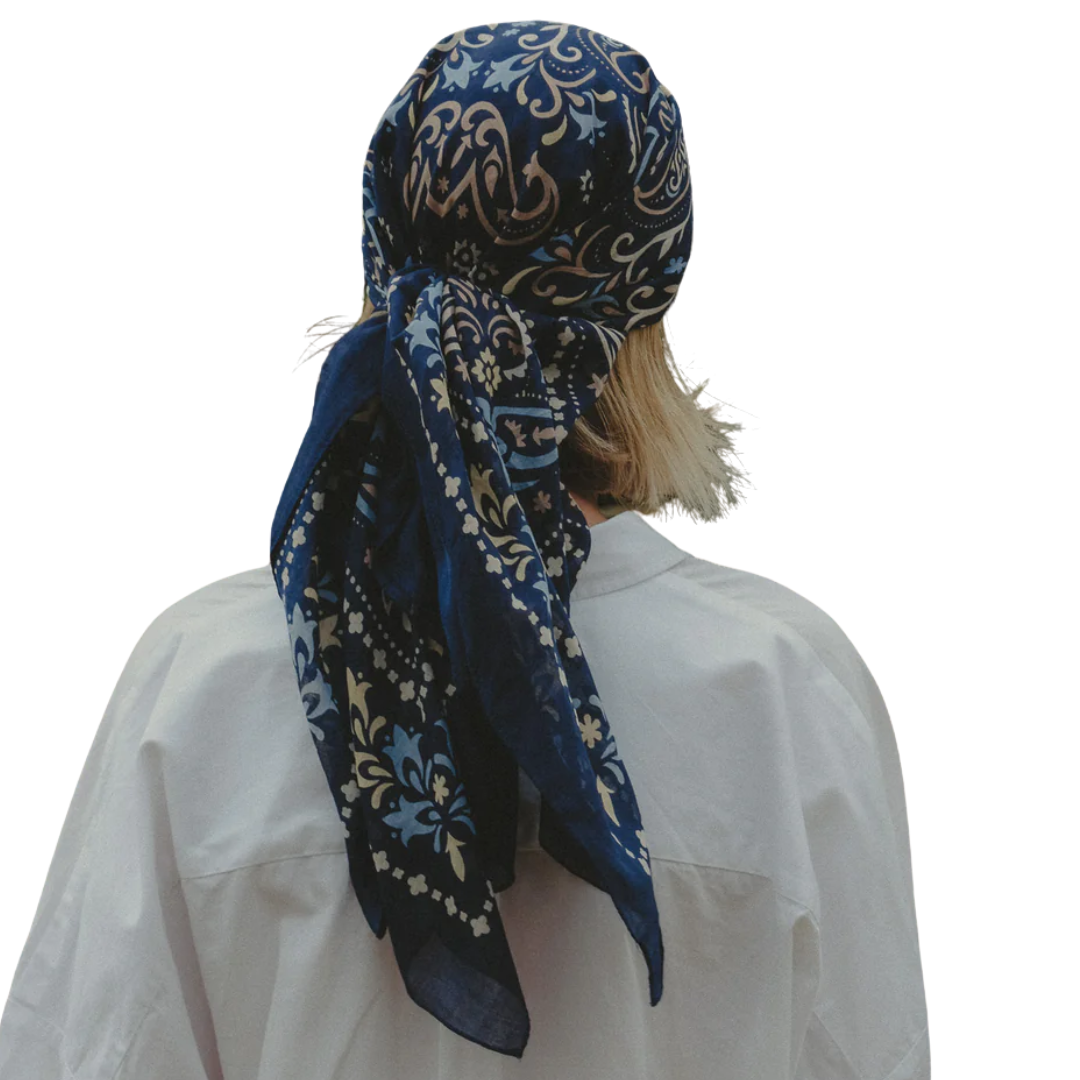 Cotton Bandana Scarf in Blue