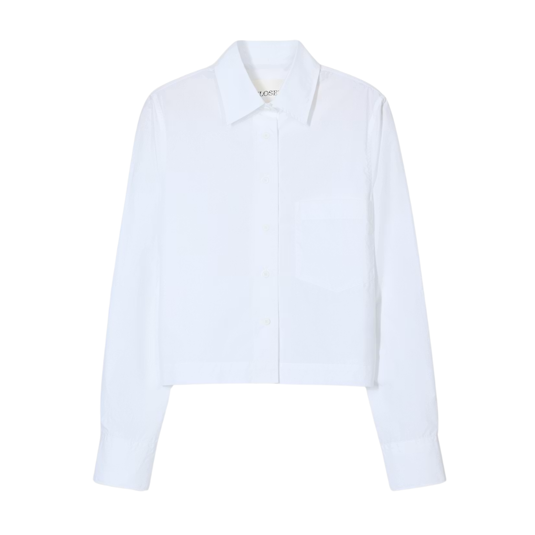 Cropped Organic Cotton Shirt in White