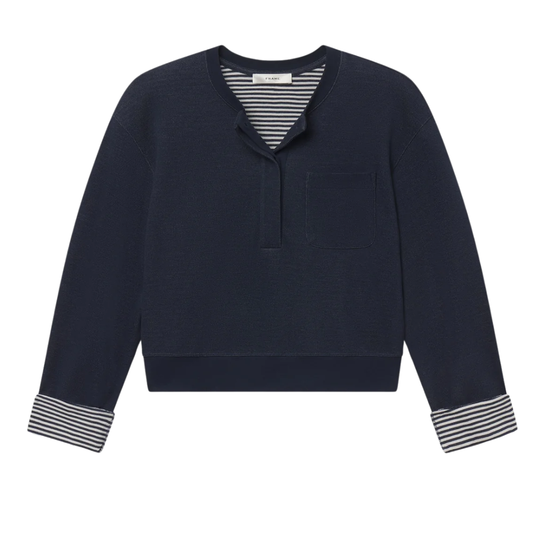 The Stripe Cuff Sweatshirt in Navy Multi