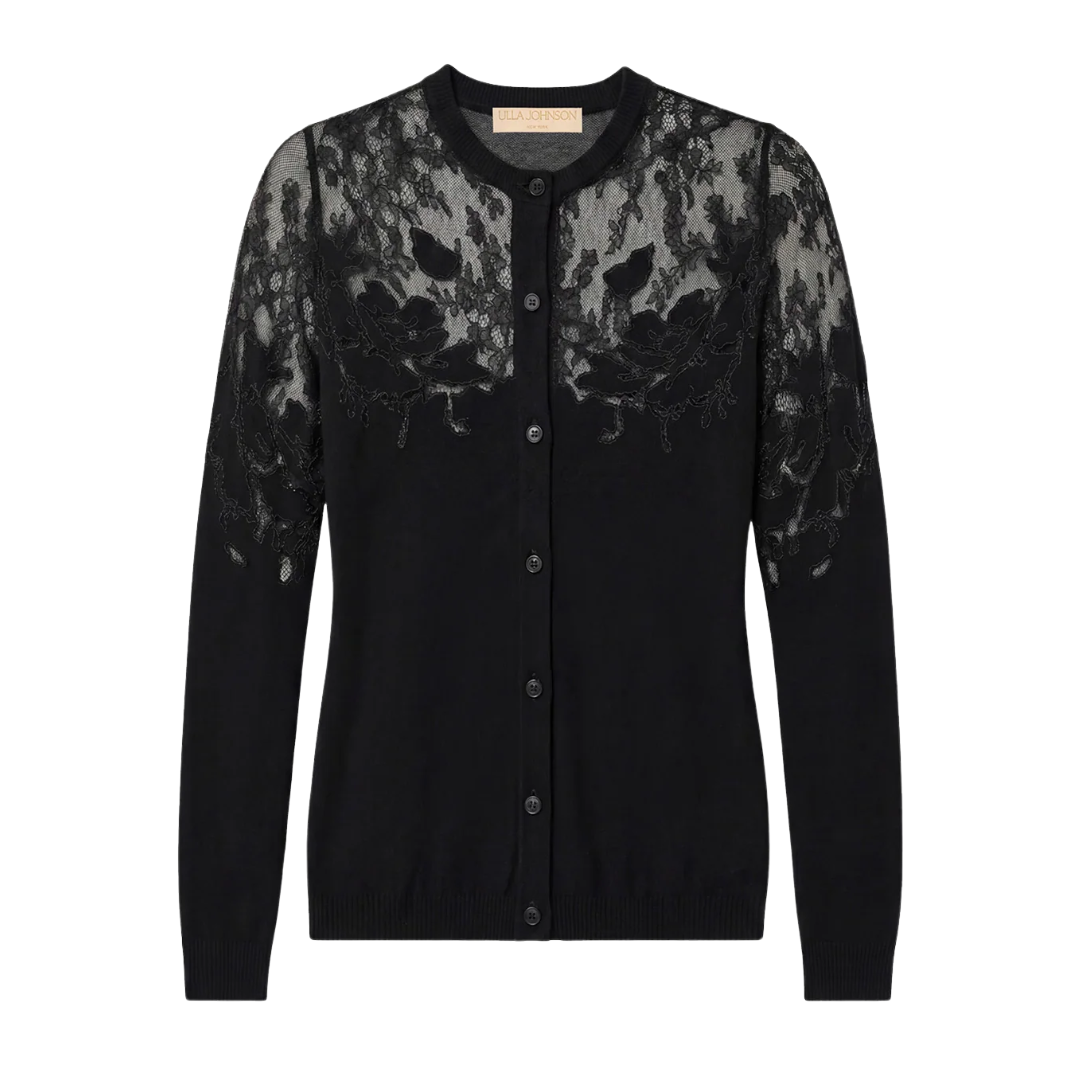 Talia Lace Cardigan in Noir