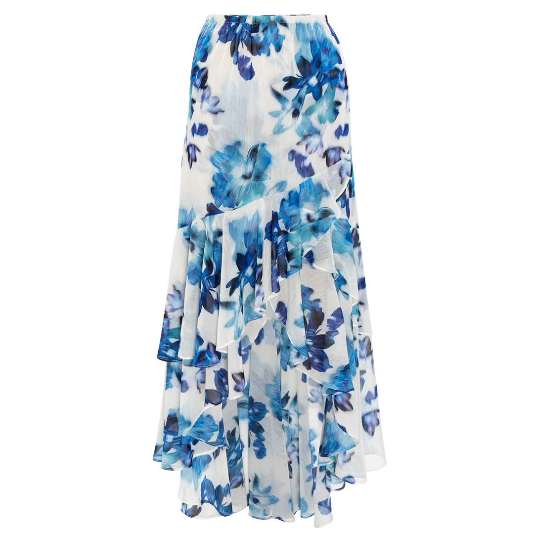 Romy Skirt in Blurred Bouquet Chiffon