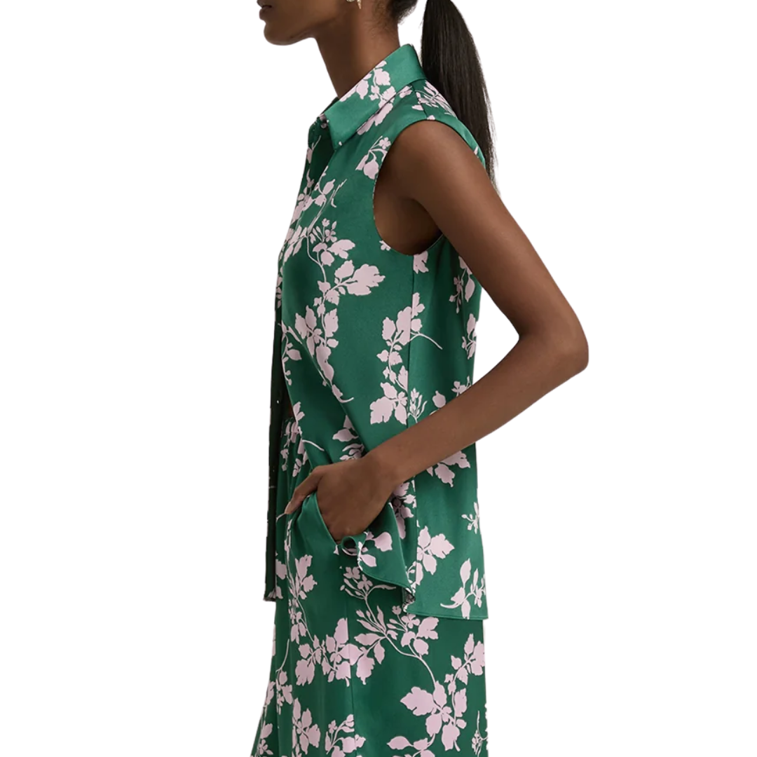 The Agatha Top in Emerald Floral