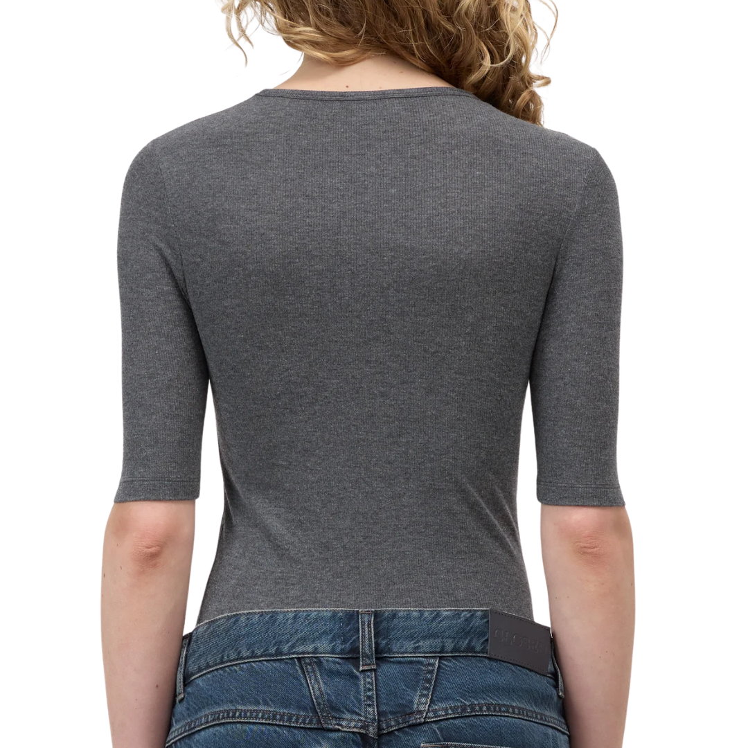Modal-Cashmere-Blend Top in Dark Grey Melange