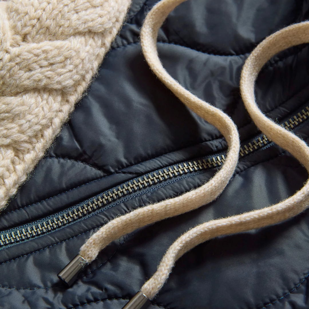 Barrows Mixed Media Jacket in Navy/Heathered Sand