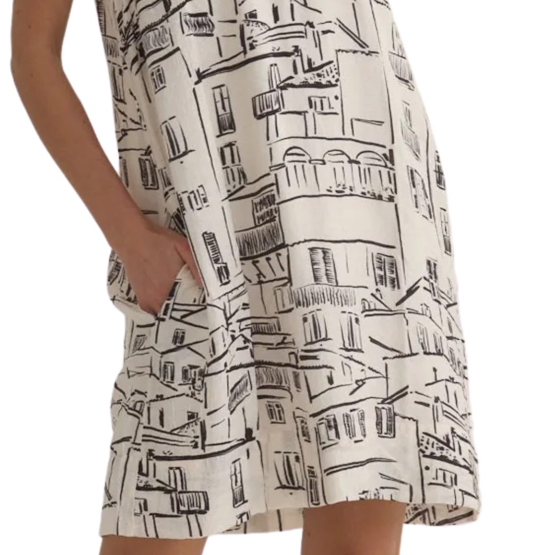 Halter Keyhole Mini Dress in Amalfi Sketch Print